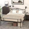 Metal Bed Frame with Headboard, 300 kg Load Capacity, 145L x 211W x 106H cm, Black