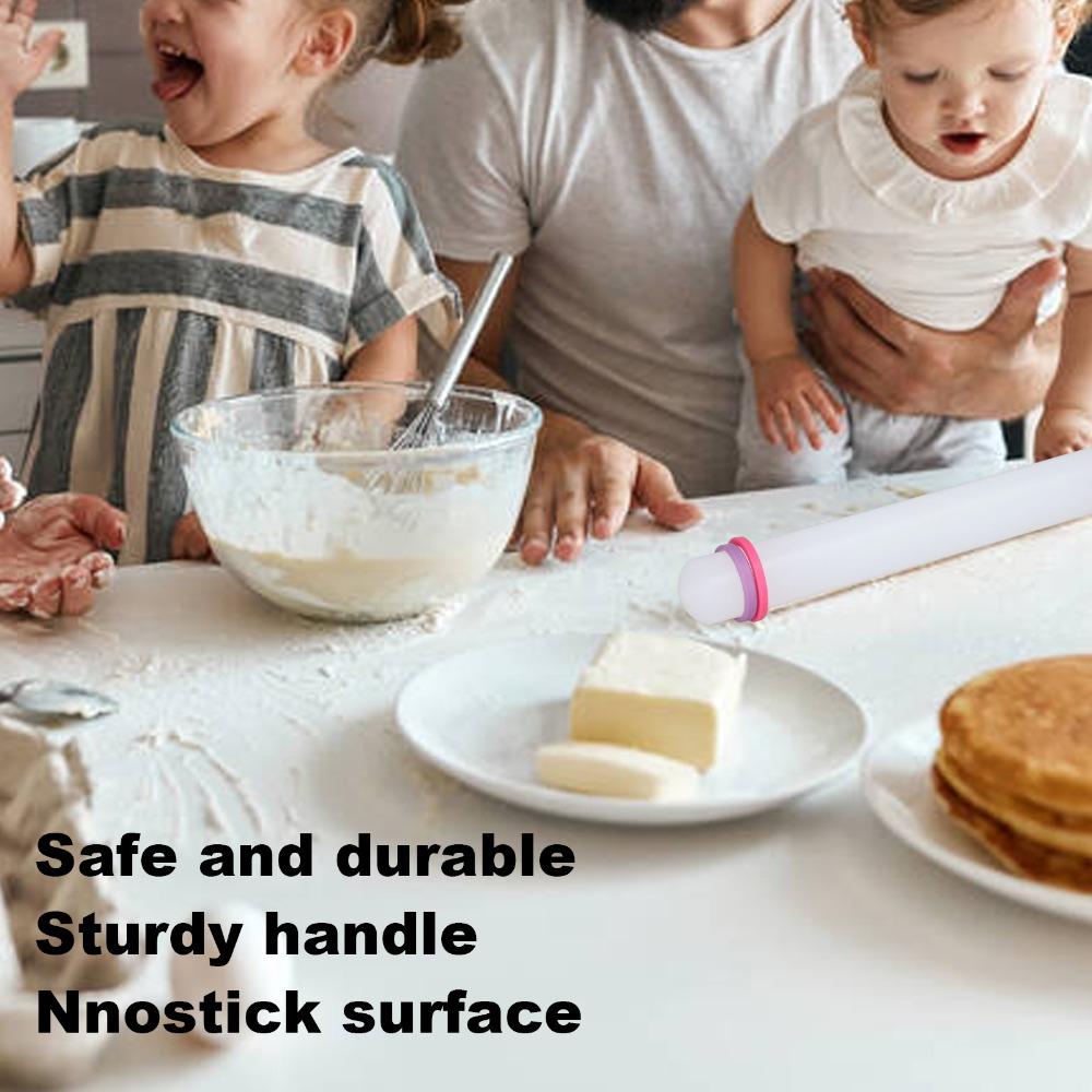 2pcs Adjustable Dough Roller Removable Guide Ring Pastry Rolling Pin Pastry Cookies Making