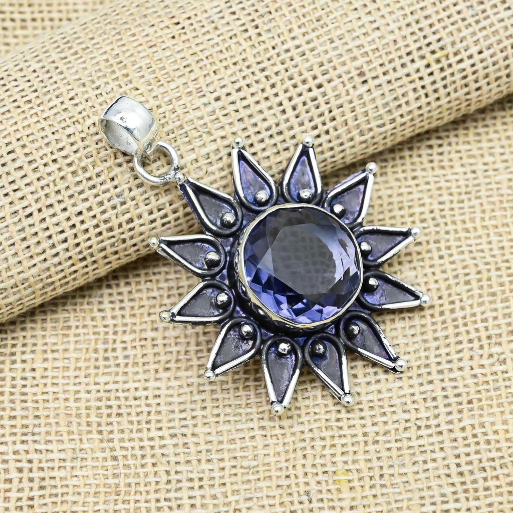 Iolite Gemstone 925 Sterling Silver Handmade Pendant Jewelry Beauteous Gift For Love