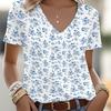 Damen Sommer V-Ausschnitt Kurzarm T-Shirt