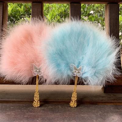 Fluffy Fairy Feather Fan Colorful Dance Hand Fan Portable Craft Fan