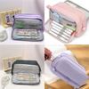 Large Capacity Pencil Bag Pen Case Solid Color Pencil Case Double Layers Pencil Pouch Pen Bag School Office Supplies