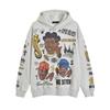 Trendy Brand Hooded Sweatshirt American Hip Hop Vintage Top Graffiti Print Couple Hoodie Loose For Men And Women