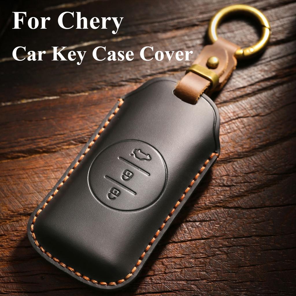 Leather Car Key Case Cover For Chery Tiggo 8 Arrizo 5 7 Pro Eq7 5X 3X Tiggo 7 Key Holder Protection Shell Garnish Accessories