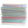 100Pcs Disposable Straws Flexible Plastic Straws Striped Rainbow Drinking Straw