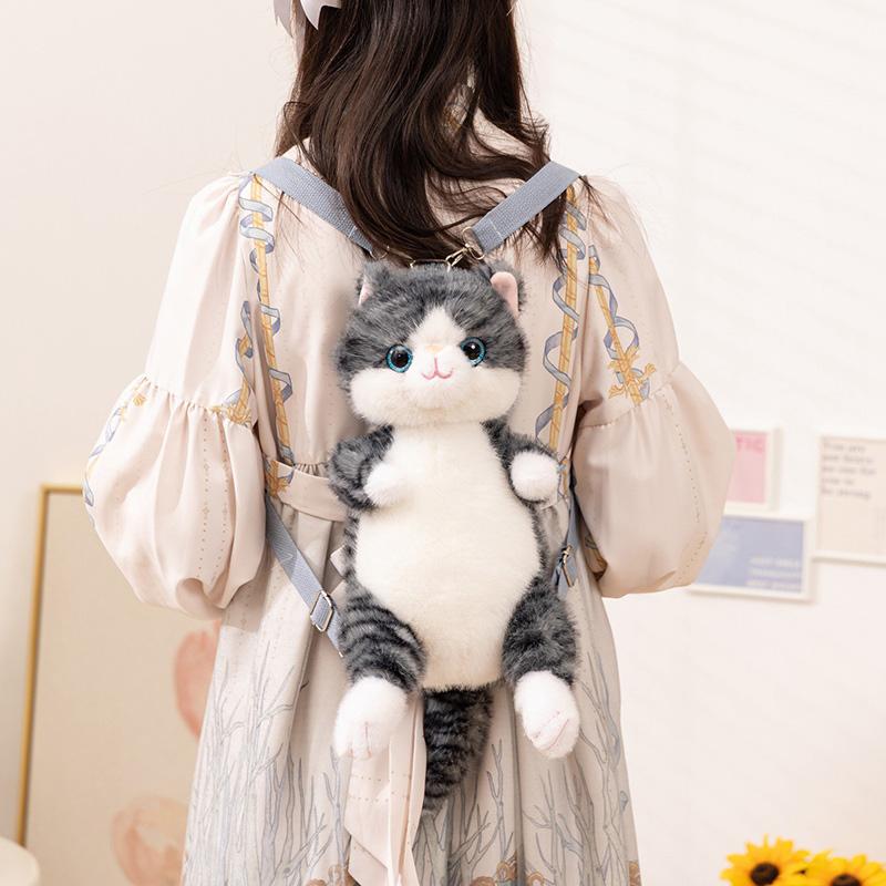 NEW 20/30cm Cat Doll PlushBackpack Toy Stuffed Black Yeiiow Grey 3-colors Stripe Home Decor Gift For Children For Birthday Gift