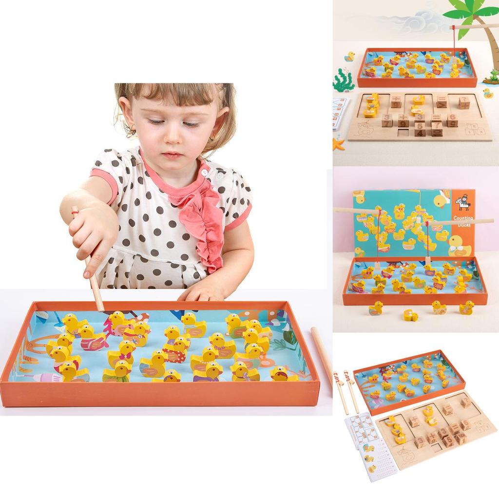 Juego de Pesca de Patos de Madera Para Niños Juguete Educativo Para Aprendizaje Temprano Y Habilidades Numéricas