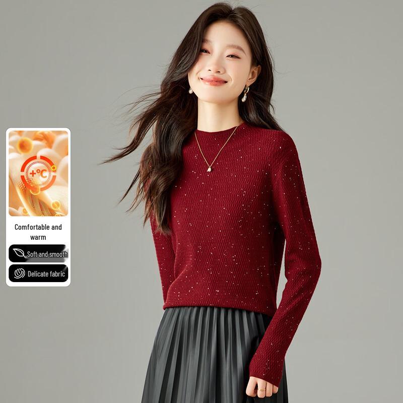 SNOWFLYING Women s Semi-High Neck Knit Pullover XL
