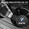 2PCS Car Logo Carbon fiber Water Cup Pad Sticker Decoration For BMW X1 X2 X3 X5 X4 X6 X7 iX3 F20 F10 F07 E70 E46 E90 E92 E60 E39