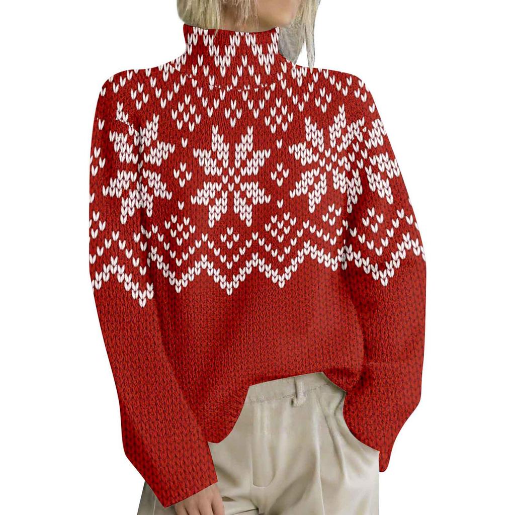 High-Neck Printed Pullover Sweater LYH0911