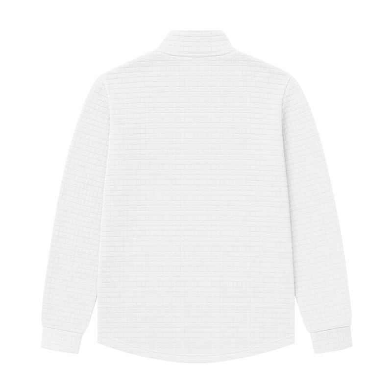 Men Solid Waffle Textured Half Zip Sweatshirt Stand Collar Long Sleeve Casual Knit Pullover Tops