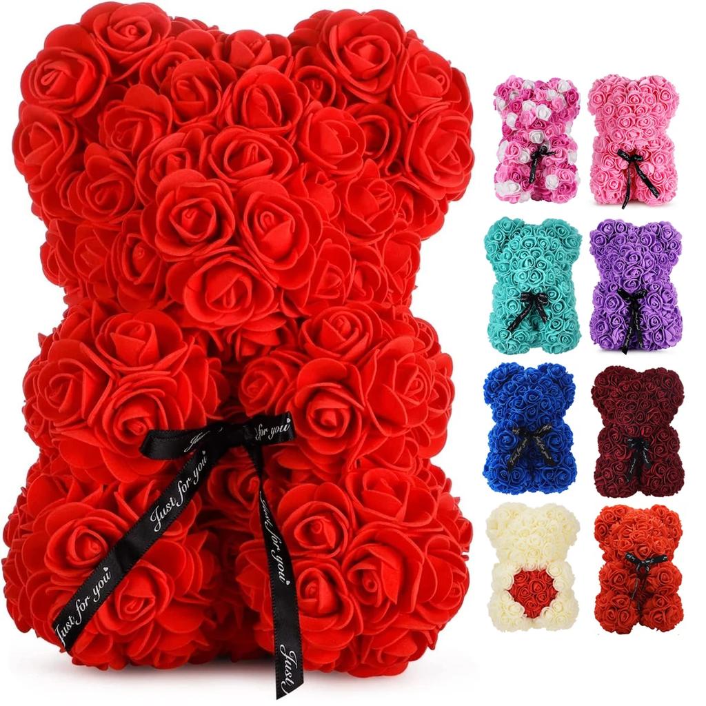 1pc 25m Artificial Flower Eternal Rose Teddy Bear for Mom Mother's Day Birthday Valentine's Day Anniversary Gifts & Decorations