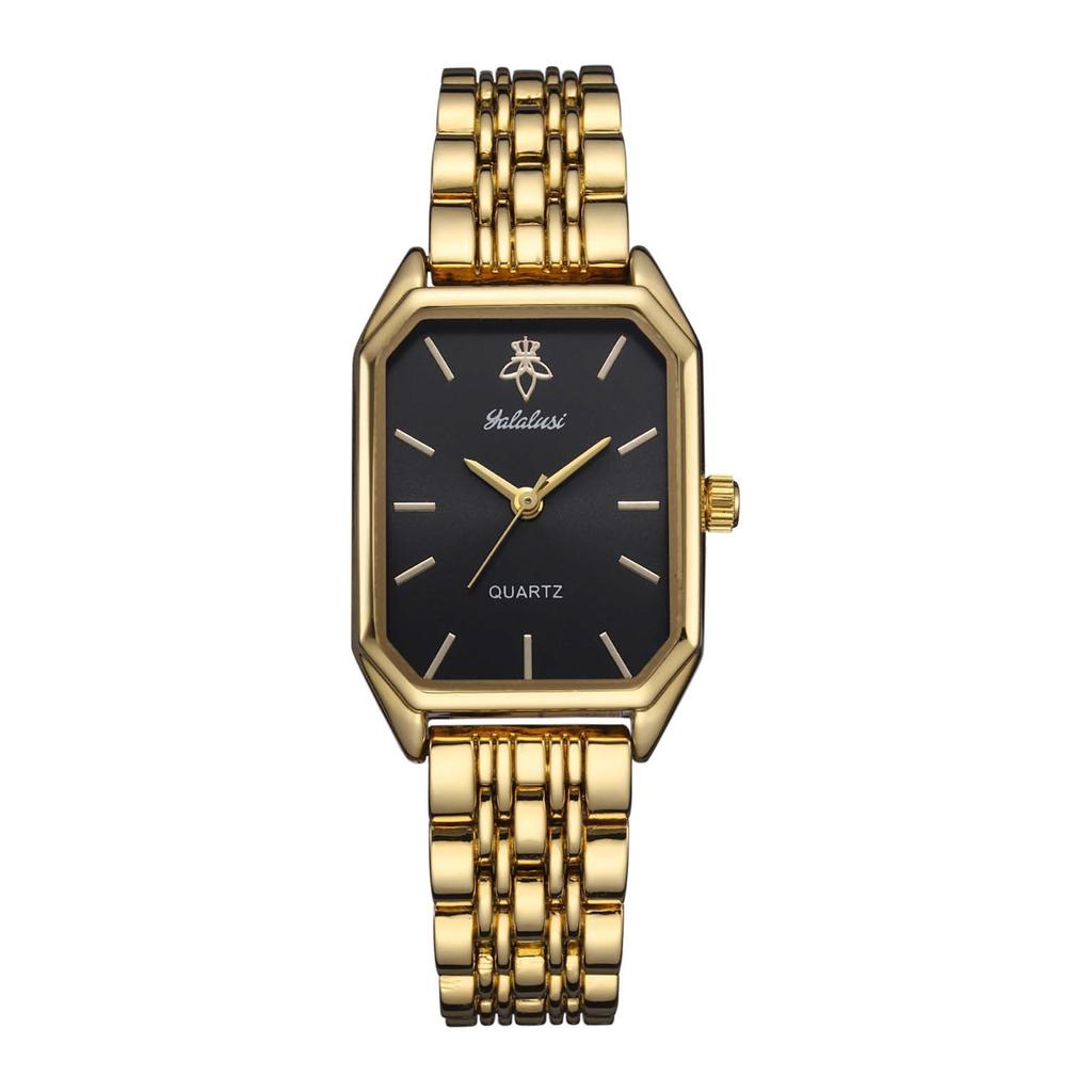 Elegant Vintage Octagonal Ladies Wristwatch Golden Case Quartz Watches Wateproof Steel Strap