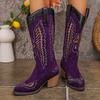 Fashion Retro Pointed Thick High Heels Knee-high Embroidery Cosplay Riding Boots Western Cowboy Boots Unisex Multi-color Knight Boots