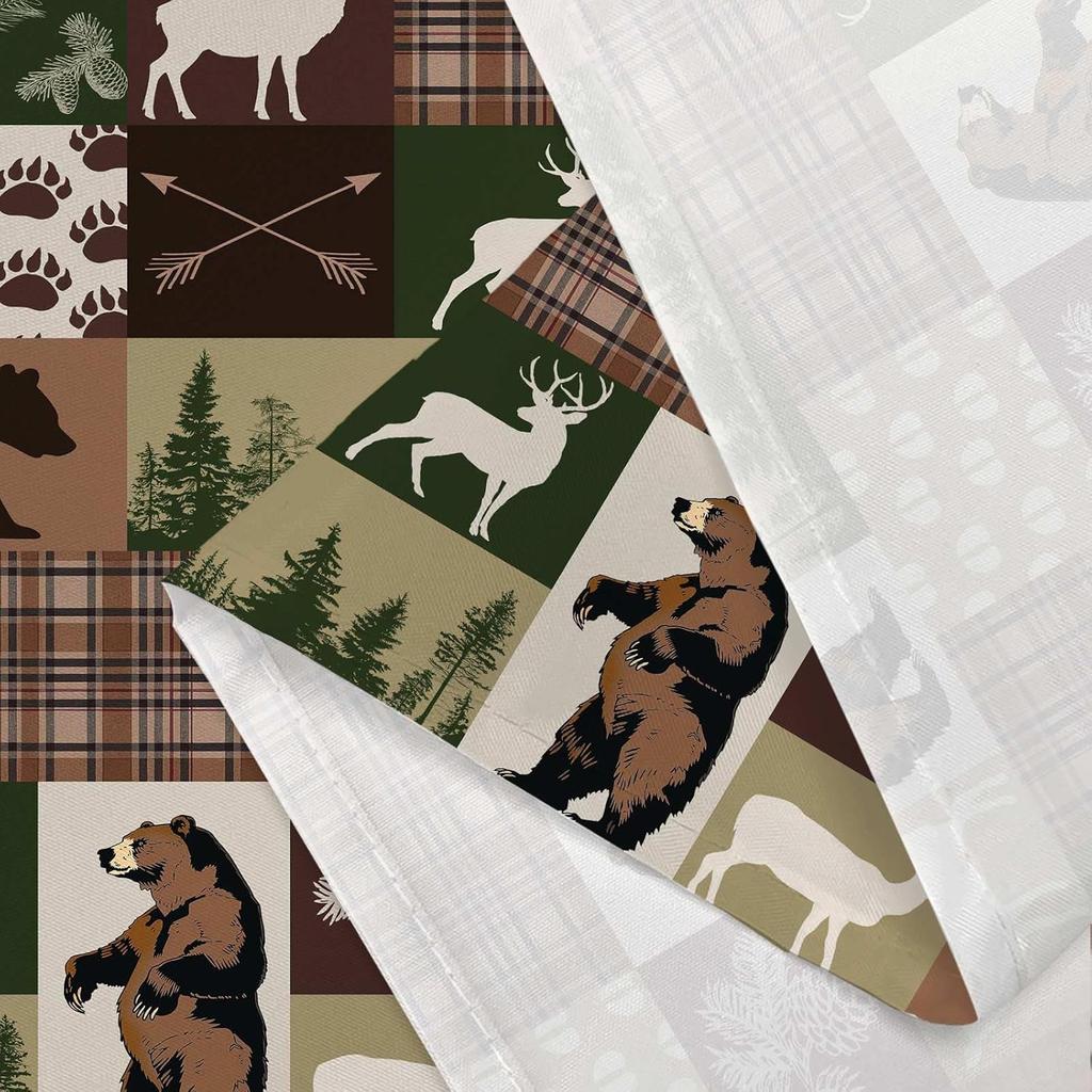 Drgilau Farmhouse Shower Curtain Rustic Bear Shower Curtain for Bathroom, Rustic Cabin Bath Curtains Decor Waterproof Farmhouse Country Bear Moose