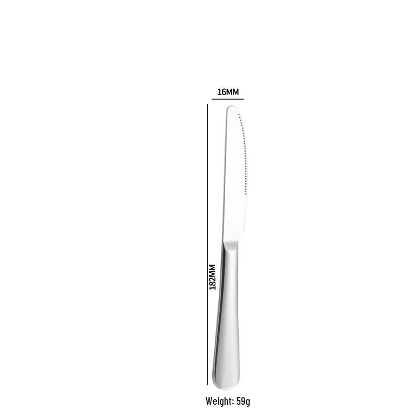 1010 Stainless Steel Western Cutlery Set: Steak Knife, Fork, Spoon, Dessert Spoon, Serving Fork, and Ice Spoon.