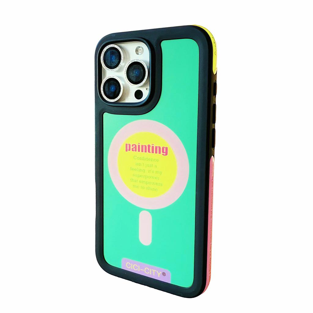 For iPhone 13 14 15 16 17 Pro Max Case Magsafe Happy Dapamine Color Anti-Collision Drop-proof Protective Cover for Summer Girls