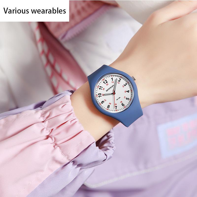 Zegarek kwarcowy silikonowy świecący wodoodporny dla dziewczynki w prostym stylu