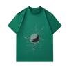 Men's 100% Cotton Crew Neck Short Sleeve T-shirt, Abstract Geometric Tech Globe Print Casual Comfortable Tee for Daily Street Wear, Soft Breathable Re
