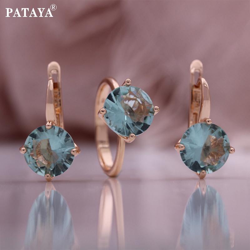 

Серьги-кольца PATAYA из розового золота с синим инкрустированным круглым искусственным цирконием, наборы 10