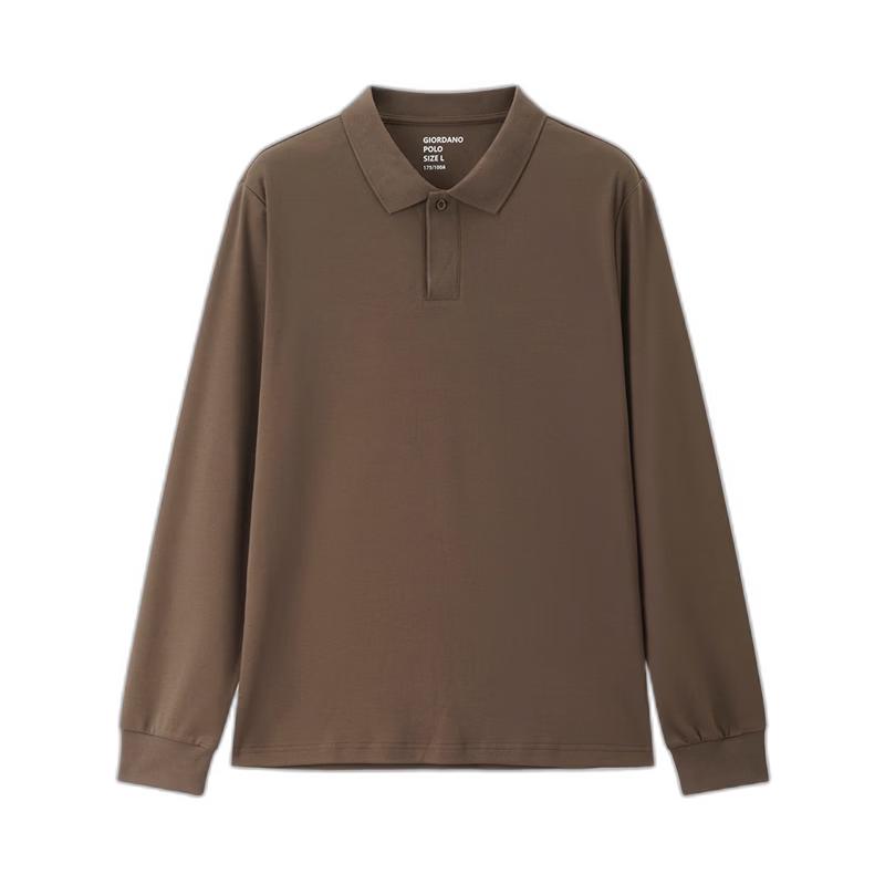 GIORDANO Мужская хлопковая рубашка-поло с длинным рукавом XL