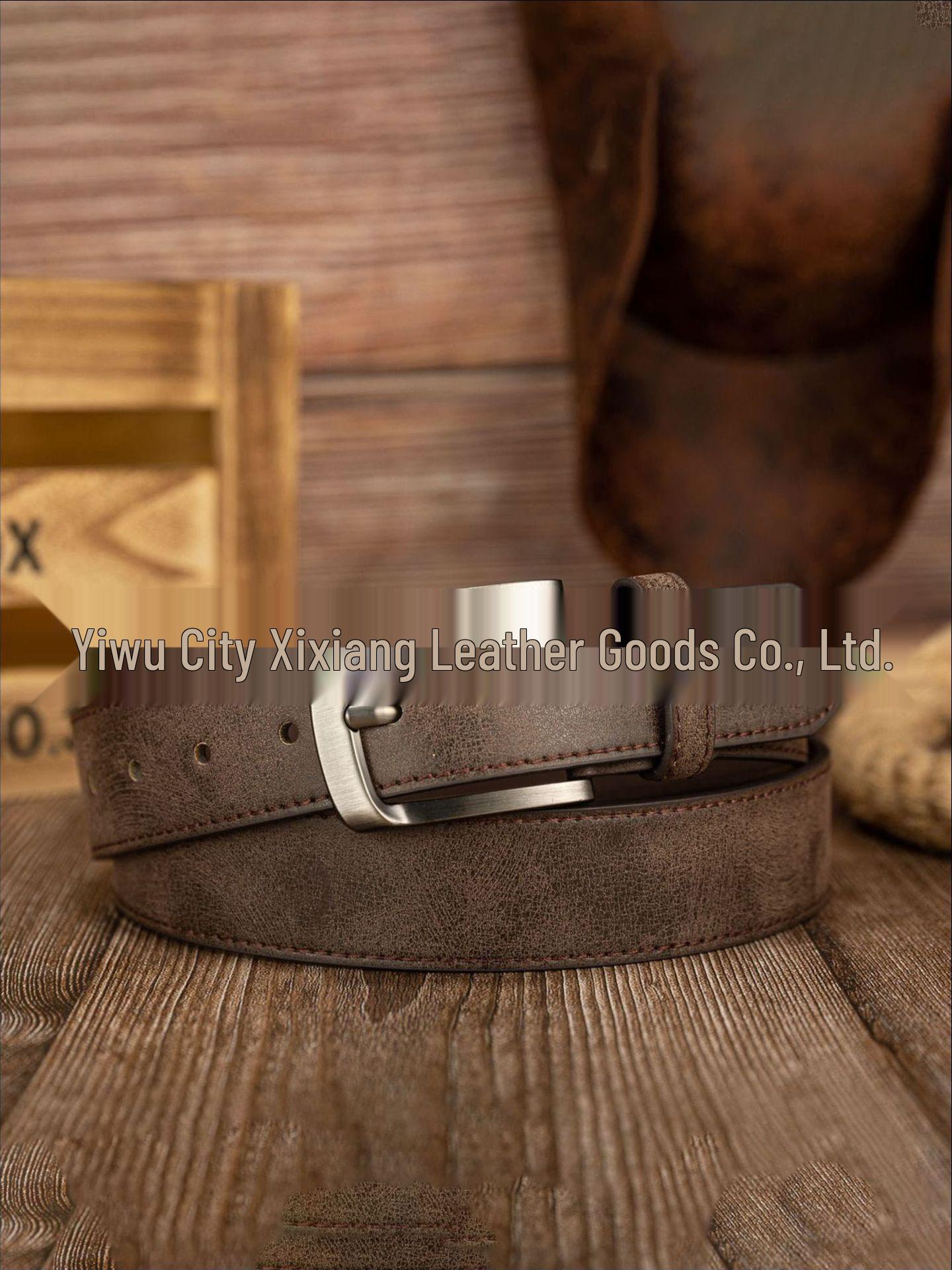 Retro Distressed Alloy Buckle Unisex PU Leather Belt 120 cm коричневый