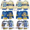 Vintage Ice Hockey Jersey Blue Team 10 Embroidered Practice Uniform Cotton Blend Mens Sportswear Training Games