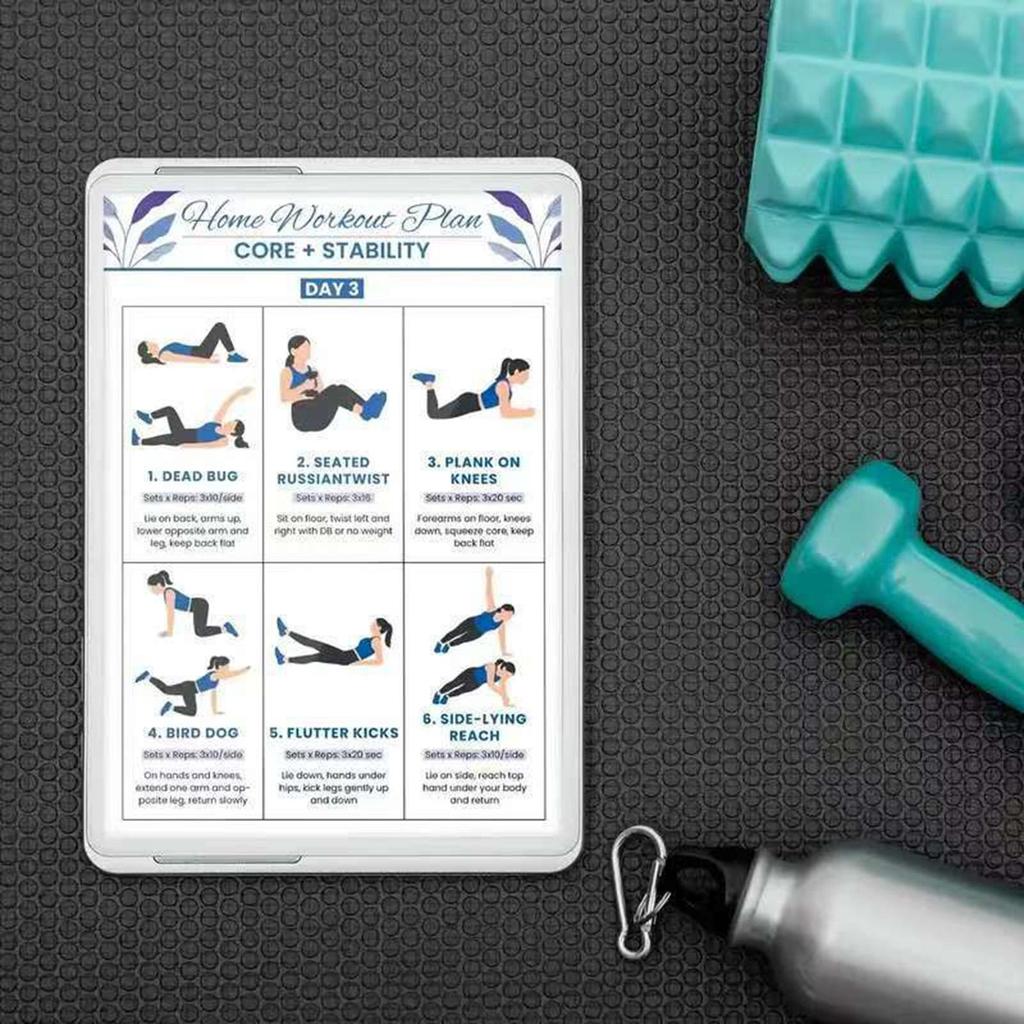Plakát na cvičení s jednoručkami 6 kusů Sledování provedení Domácí posilovna Fitness průvodce Strečink Zapojení svalů Cvičební tabulka Pro kolej
