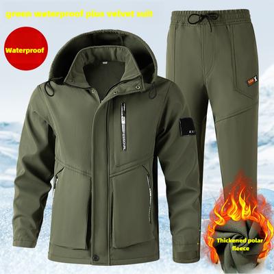 Winter Plus Velvet Thickened Jacket Overalls Suit Men's Cold-proof, Warm, Waterproof and Wear-resistant Tooling Suit