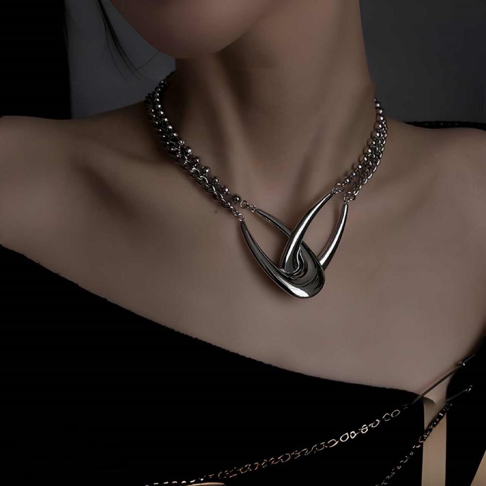 Punk Double Loop Cross Choker For Woman Man Luxury Clavicle Chain Necklace New Hip Hop Couple  Kpop Y2k Gift