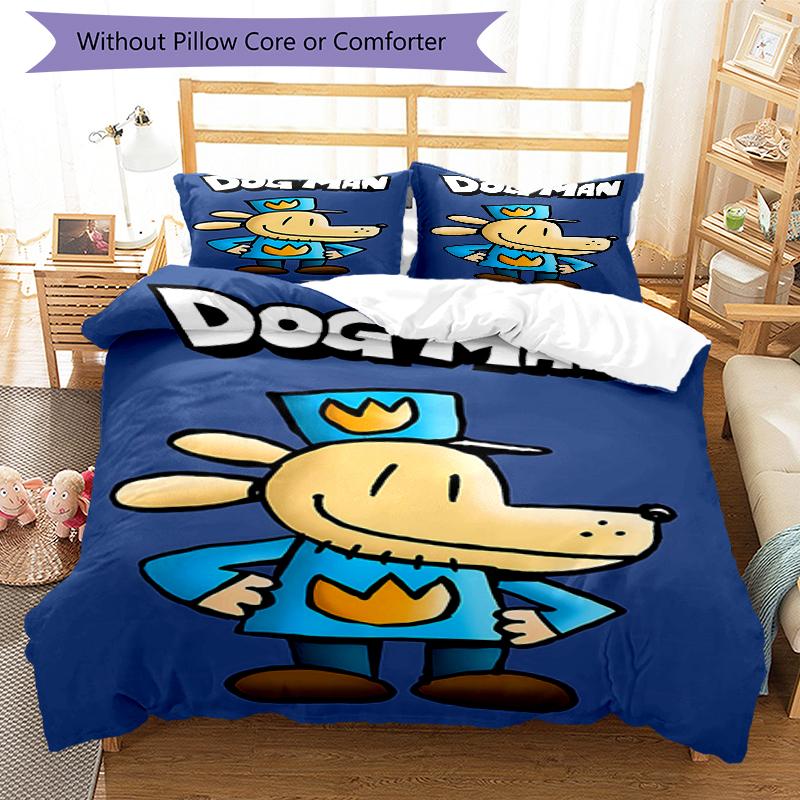 3pcs DogMan1 Design Cover Set - HD Printed Bedding with 1 Cover and 2 Pillowcases - Perfect for Home and Dorm Decor