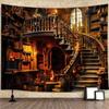 Wandteppich mittelalterlich gotisch Fantasy Haus Wand