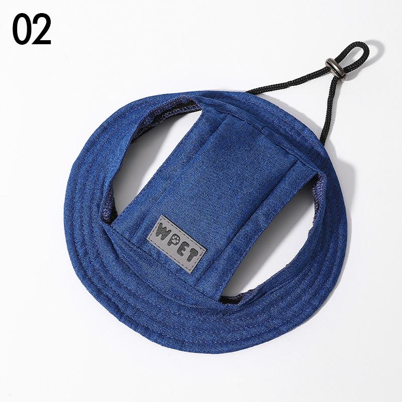 Linen Denim Dog Hat with Ear Holes Summer Outdoor Travel Sport Sun Protection Cap Adjustable Hat for Small Medium Large Dogs