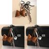 Handmade Pearl Butterfly Heart Bag Charm With Brown Bow For Fashion Accessories