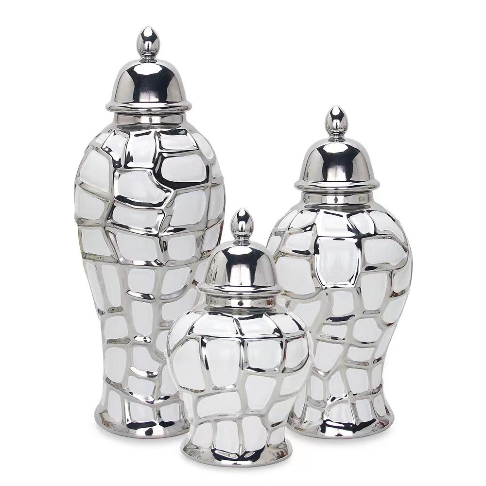home decor vases Ceramic electroplated general jar Nordic flower vase handicraft decoration foyer soft decoration storage jars