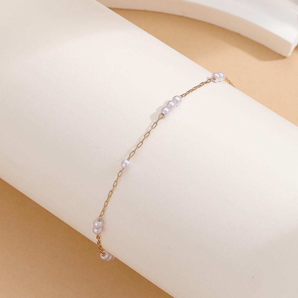 Kinitial Exquisite and Fashionable Laser Plated Ankle Chains, Fresh Water Small Pearls As an Anniversary Gift for Her