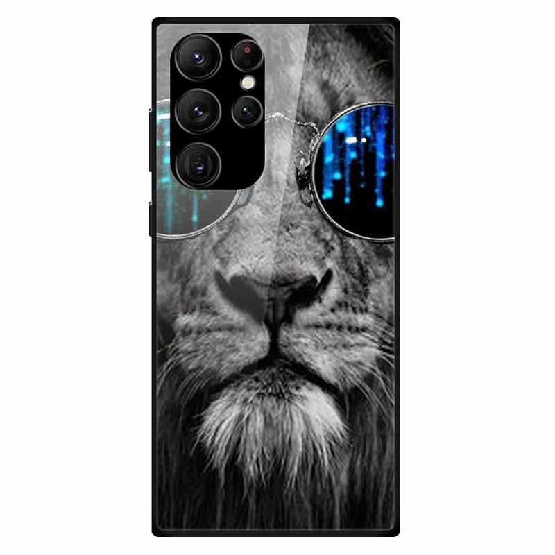 For Samsung S24 Ultra Case Tempered Glass Fashion Hard Back Cover for Galaxy S24Ultra 5G Cases Luxury Bumper S24 Plus S24 FE S24