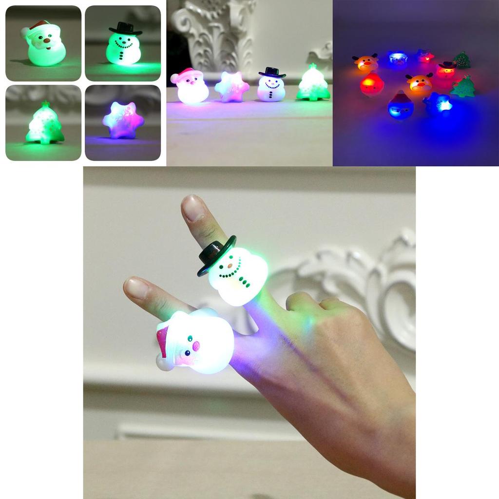 Colorful Glow In The Dark Christmas Cartoon Soft Rubber Rings For Kids Parties