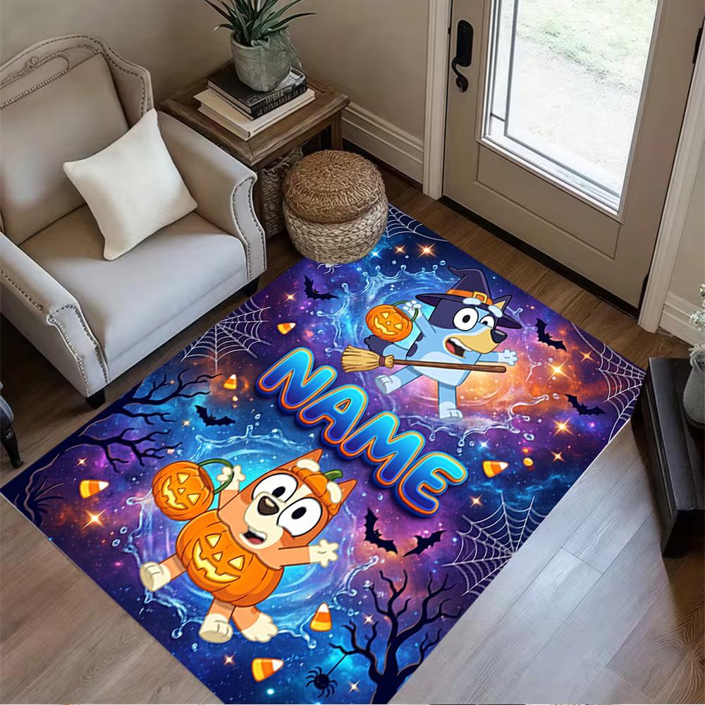 Halloween Friends Trick-or-treat Personalized Text Carpet Suitable for Study Room Foyer Playrooms Entryway Anti-slip Rug Anime Office Decor