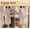 Women's 2026 Summer Cloud Cotton Camisole Nightgown with Built-in Bra, Princess Style Long Dress Lapel