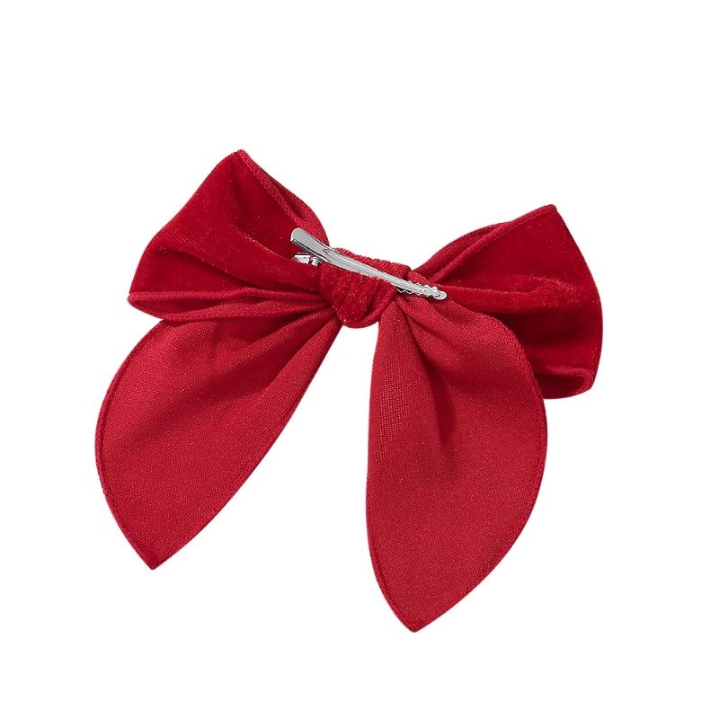 2Pcs/Set Baby Girls Vintage Velvet Fabric Bow Hair Clips For Kids Girls Christmas Sailor Bow Hairpins Baby Headwear Hair Accessories