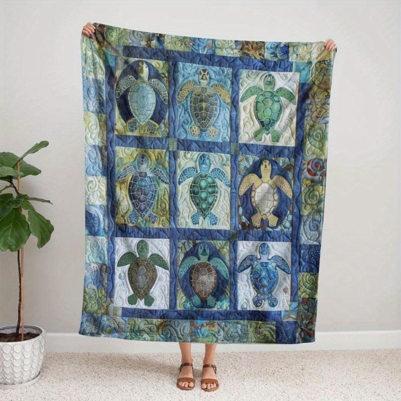 [Gezellige Schildpad Flanellen Deken] Zachte & Warme Gezellige Schildpad Patchwork Flanellen Deken