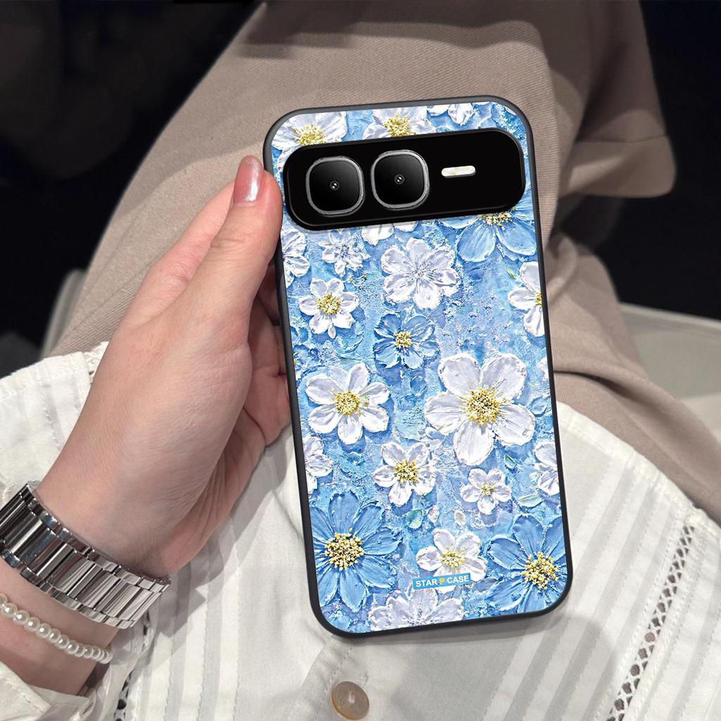 Acrylic Hard Back Shell for infinix SMART 10 Plus Vintage 3D Texture Flower Print Phone Case