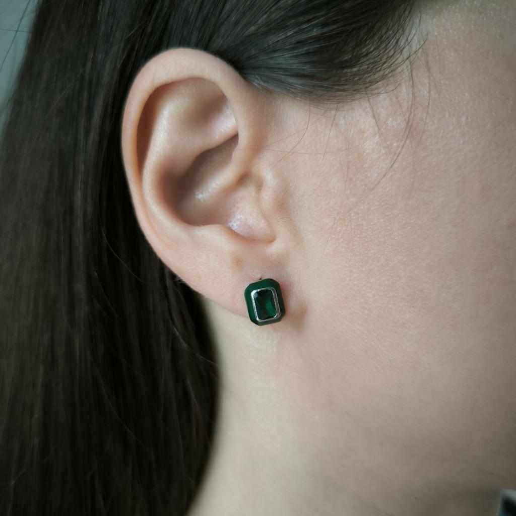 Серебряные серьги с фианитами, емаллю (60002252)