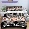 Cartoon Eyes Bedding Set Personalized Washable Custom 3Pcs Duvet Cover Pillowcases Soft Microfiber Home Bedroom Gift