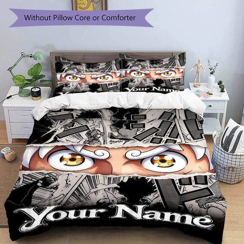 Cartoon Eyes Bedding Set Personalized Washable Custom 3Pcs Duvet Cover Pillowcases Soft Microfiber Home Bedroom Gift