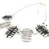 NOA [J2207] - Silver-black 'Quadrillage' Designer Necklace