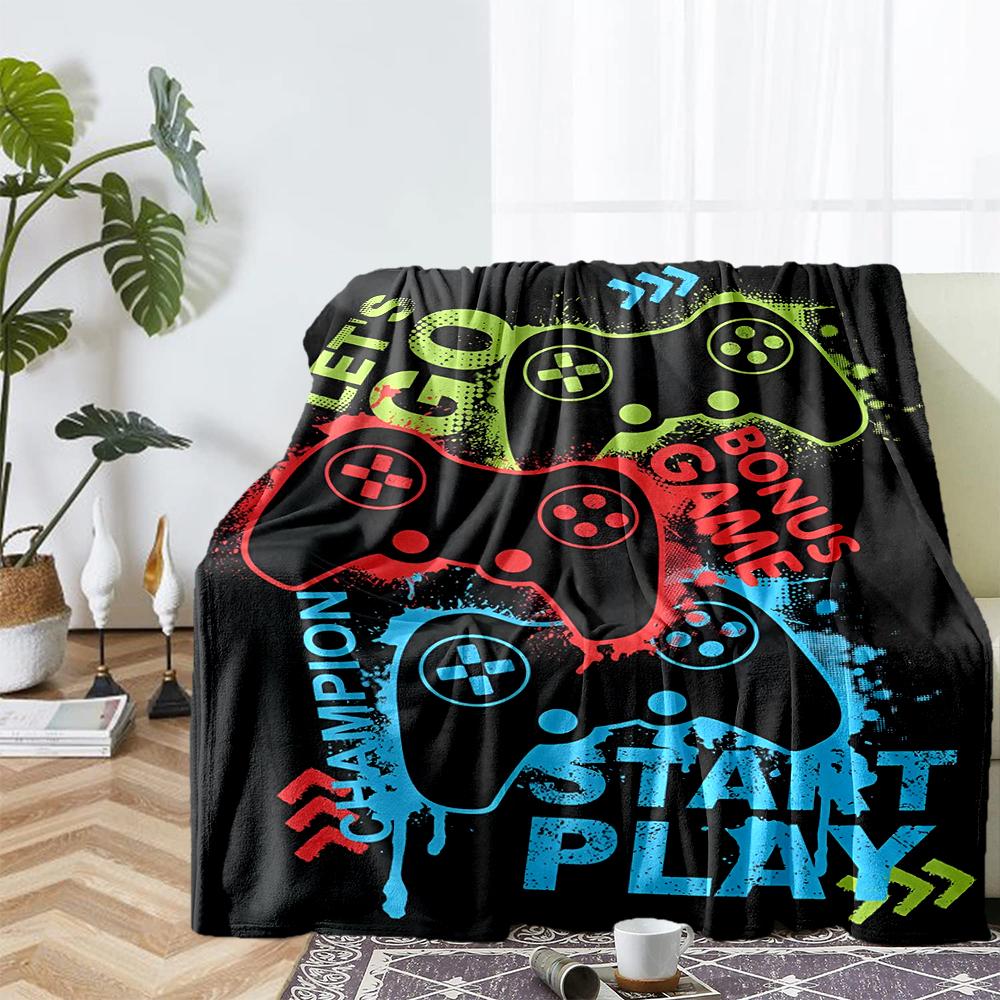 Game Controller Theme Printed Blanket - Perfect for Couch, Bed, Travel & Outdoor Use | Machine Washable, Cozy & Durable.