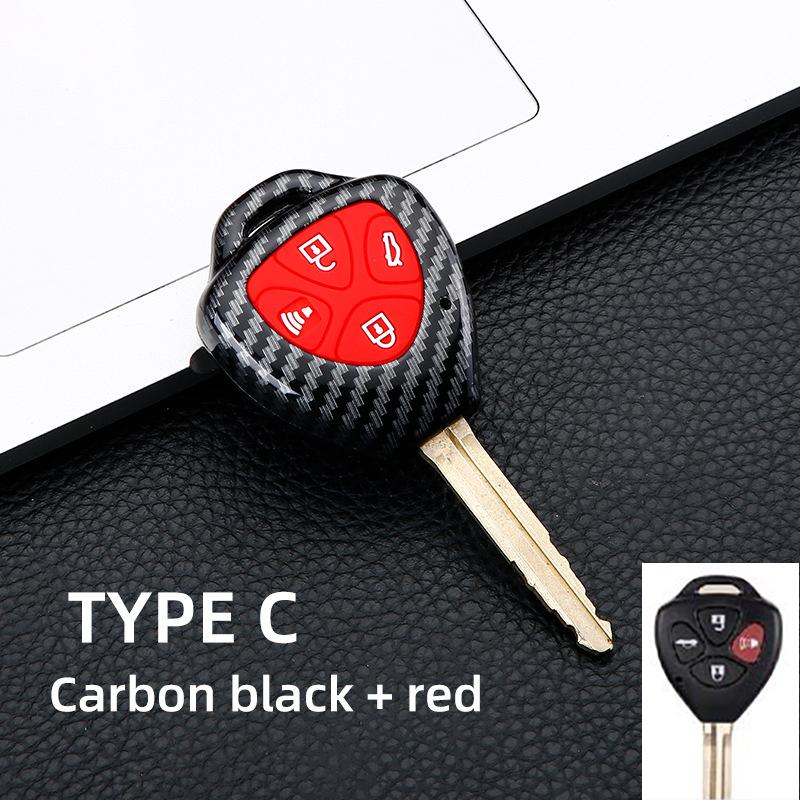 2/3/4Button Carbon Auto Key Fob Cover Case Fit For Toyota Auris Hilux Corolla Fortuner Prado Verso Camry Yaris Vitz Vios Ractis Rav4 208