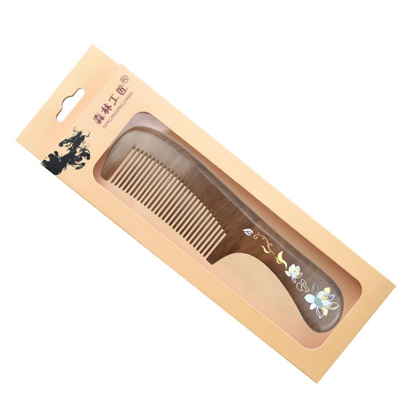 Mandarin Ducks Hand-Painted Peach Wood Hair Comb for Daily Use